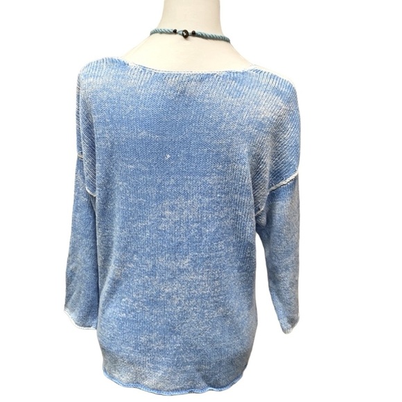 Tommy Bahama Drop Sleeves Marled Blue White Sweater - Picture 4 of 7